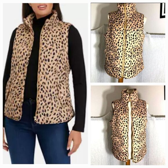 Crown & Ivy NWT Animal Print Vest Size Large - Picture 1 of 12